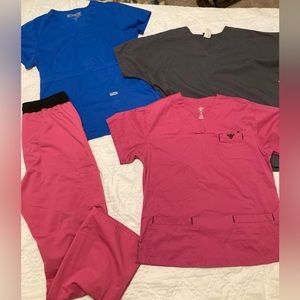 Scrub Bundle. Size M. Three tops 1 pant.